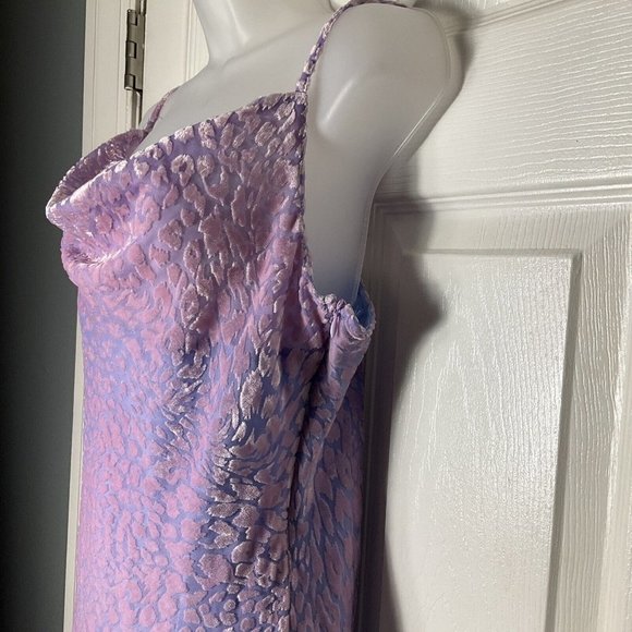 NWT Nasty Gal Animal Print Cowl Neck Mini Slip Dress Pink Purple Velour Size 8 - Picture 12 of 16